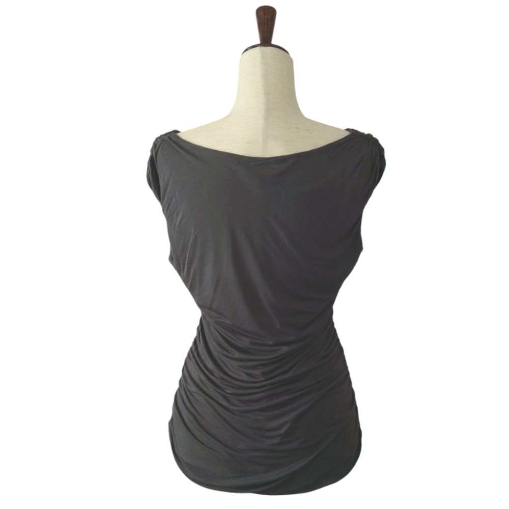 H&M Elegant Gray Women's Ruched Sleeveless Cowl Scoop Neck Top Blouse Size M - Picture 3 of 11